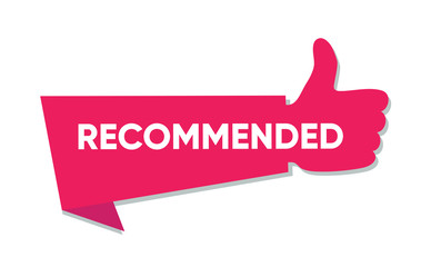 Vector illustration banner recommended with thumbs up