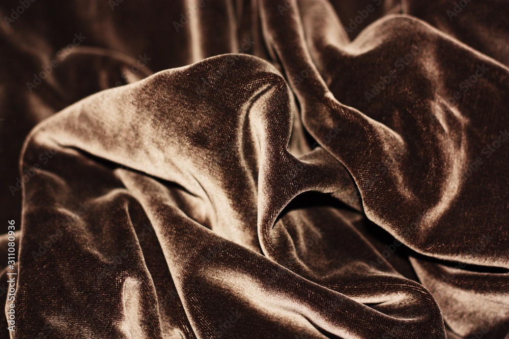 Wall mural beautiful fabric brown velvet close up view