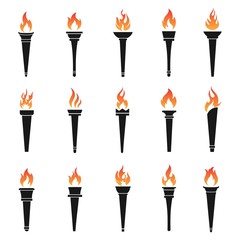 Torch vector icon set illustration design template