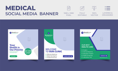 Medical Social Media Post Template | Healthcare Banner Design