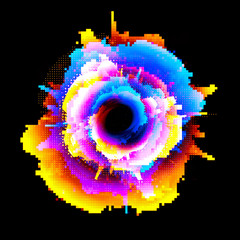 Vivid abstract background. Beautiful design of rotation frame.  .Mystical portal. Bright sphere lens. Rotating lines. Glow ring. .Magic neon ball. Led blurred swirl. Spiral glint lines.