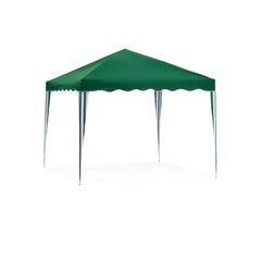 Open green awning green glade on white background