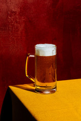 Blonde beer mug, Ale or Lager. Colorful background