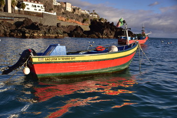 fishing boats in a port off the coast of Madeira