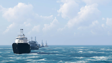 Ship in Ocean, Sea Ship, 3D Rendering