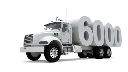 3D illustration of truck with number 6000