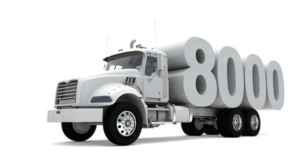 3D illustration of truck with number 8000