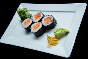 hossomaki on a plate, asian food, japanese cuisine