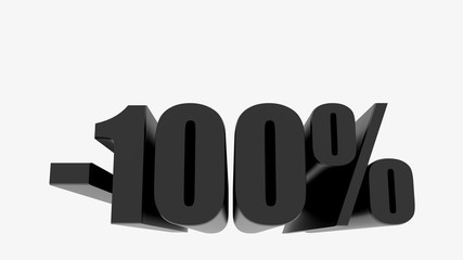 -100 percent off discount promotion sale. 3D Render. 3D-Illustration percent discount collection for your unique selling poster, banner ads. Christmas, Xmas sale and more