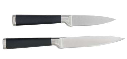 Kitchen knifes on a white