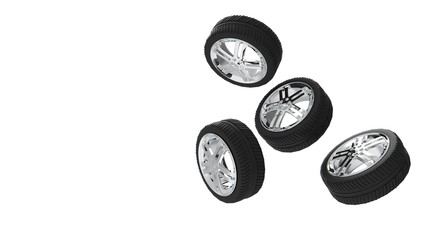 Car Wheel Isolated on White, 3D Rendering