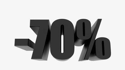-70 percent off discount promotion sale. 3D Render. 3D-Illustration percent discount collection for your unique selling poster, banner ads. Christmas, Xmas sale and more