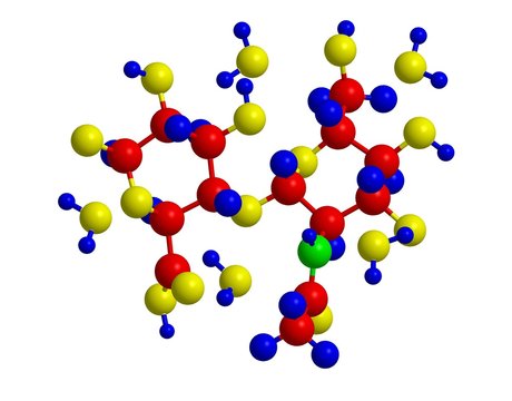 Molecular structure of hyaluronic acid, 3D rendering
