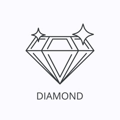 Diamond thin line icon. Success concept. Outline vector illustration