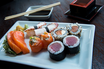 japanese sushi on a plate, asian food, japanese cuisine