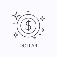 Money thin line icon. Dollar and coin concept. Oultline vector illustration