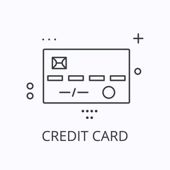 Credit card thin line icon. E-money concept. Outline vector illustration