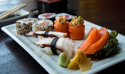 japanese sushi on a plate, asian food, japanese cuisine