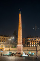 Obraz premium Piazza del Popolo at night in Rome, Italy.