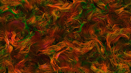 Abstract lines with colors on a black background. 3D Render.