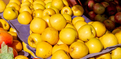 yellow apples on display