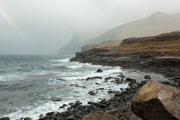 Fototapeta na wymiar Ocean storm on Faroe Islands