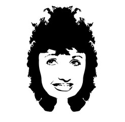 Black silhouette of a girl with curly hair. hair hairstyle silhouette. Portrait of a girl in full face. Vector illustration on isolated background.
