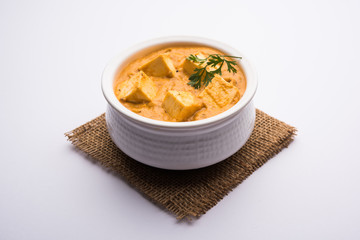 Paneer Korma, Kurma or Quorma is a popular Indian main course recipe made using cottage cheese with curry made of curd, coconut and cashew nuts