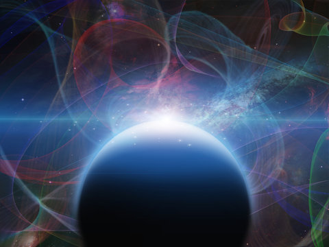 Planet with nebulos filaments