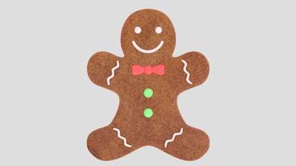 gingerbread man isolated on white background, 3D-rendering
