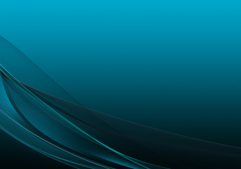 Abstract background waves. Black and cyan blue abstract background for wallpaper oder business card