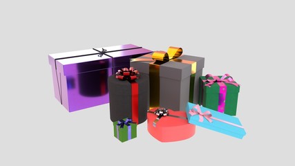 Gift boxes set, isolated on white background, 3D-rendering