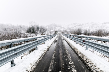 River with snow during winter