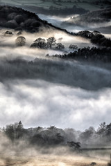 Layers of low lying mist in the Derwent Valley, Derbyshire