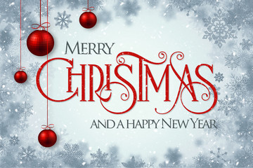 Merry Christmas and a Happy New Year red and grey illustration