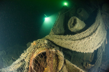 Ghost nets on a wreck in the baltic sea