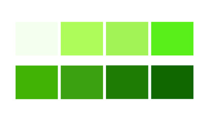 Green Color shade and Ligths chart for cartoon design. Template to pick color swatches.