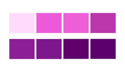 Purple, Violet Table colour shades and Ligths for cartoon design. Template to pick color swatches.