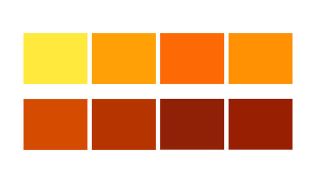 Orange Color tile illustration Shade and Ligths palette for cartoon design. Template to pick color swatches.