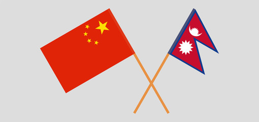 Crossed flags of Nepal and China