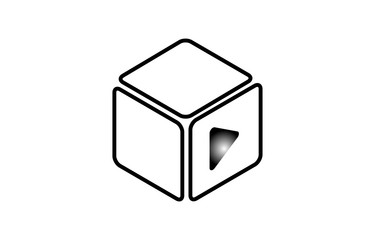 3d cube with arrow on white