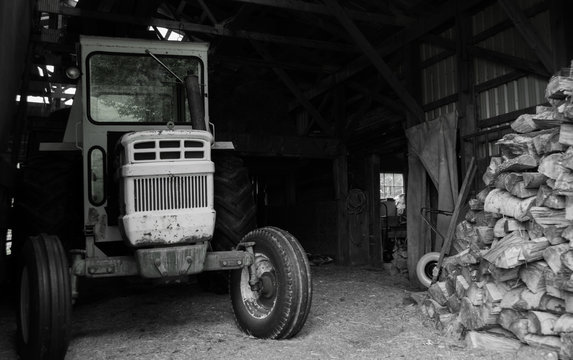 Tractor in the barn