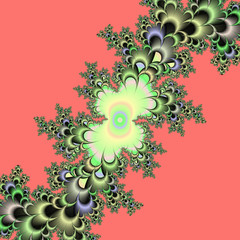 Green pink flowery shapes, forms and fractakl design