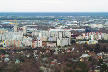 Aerial view of Lasnamae urban area in autumn. Tallinn, Estonia.