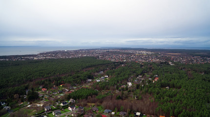 Fototapeta na wymiar Aerial view of private houses in Viimsi district.