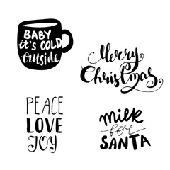Set of Christmas lettering handwritten
