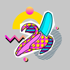 Summer party poster pattern set, geometric memphis style. Cool trendy zine culture for poster.