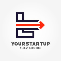 Short dash in letter L for start up company logo