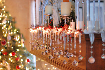 Christmas Mantle Decor Candles Ornaments