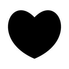 flat black heart icon isolated on white background